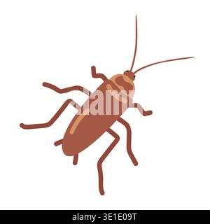 Cockroach cartoon clipart. Australian roach (Blattodea) vector illustration. Animal in flat style. Insects and anthropods concept isolated on white Stock Vector