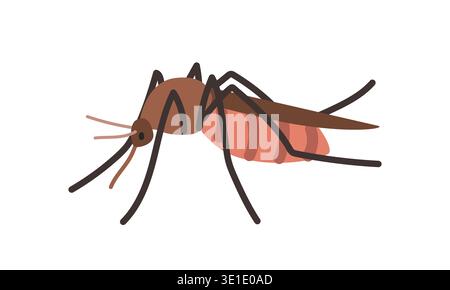 Mosquito cartoon clipart. Anopheles mosquito (Culicidae) vector illustration. Animal in flat style. Insects and anthropods concept isolated Stock Vector