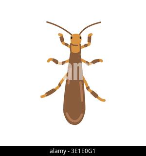 Stonefly cartoon clipart. Cute Perlidae stonefly vector illustration. Animal in flat style. Insects and anthropods concept isolated on white Stock Vector