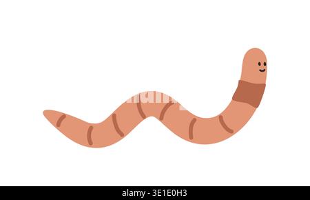 Earthworm cartoon clipart. Cute worm or earthworm (Lumbricina) vector illustration. Animal in flat style. Insects and anthropods concept Stock Vector