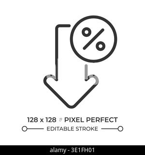 Low rate pixel perfect line icon Stock Vector