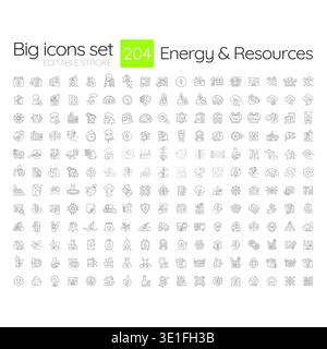 Energy and resources line icons big set Stock Vector