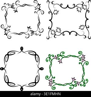 A set of decorative format frames for inserting pictures and text. Vector illustration frames using elements of plant elements in the form of leaves, Stock Vector