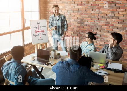 Team leader making teamwork presentation Stock Photo