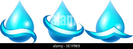 Water blue drop icons Stock Vector