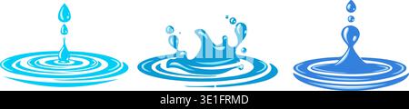 Water drop wavy splash effects Stock Vector