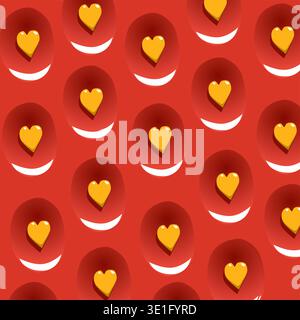 Red strawberry screensaver pattern with hearts instead of seeds. Vector illustration red background of a depression in a strawberry berry to contain s Stock Vector