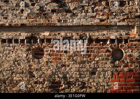 old clinker brick masonry, stone wall background Stock Photo
