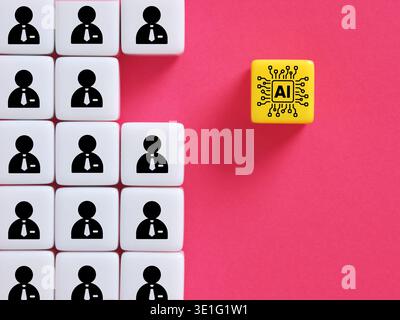 AI replacing or integrating to the workforce. Job automation, ai technologies, competition, and technological progress in the workforce Stock Photo