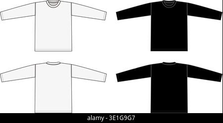 Long sleeve t-shirt template  vector illustration (front and back) Stock Vector