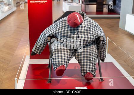 Bariatric training manikin, pyjamas and carrying sheet for preparing health workers to handle extremely obese patients, made by Ruth Lee Limited Stock Photo