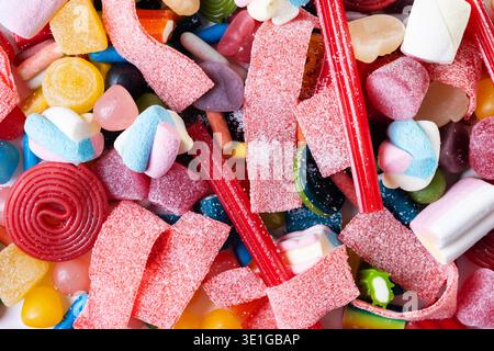 Assorted colorful candies background Stock Photo