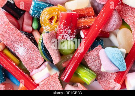 Assorted colorful candies background Stock Photo