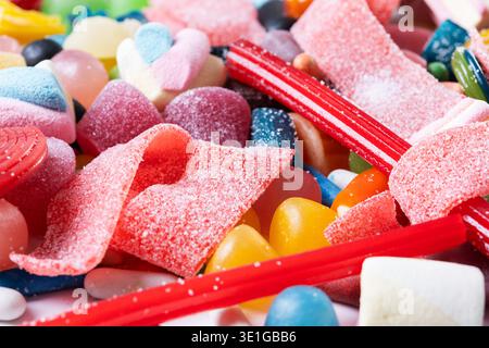 Assorted colorful candies background Stock Photo