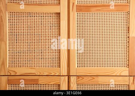 Wooden texture with decorative lattice pattern as background Stock Photo