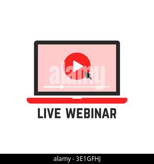 red laptop like live webinar or online training Stock Vector