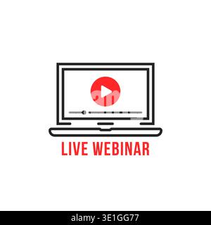 live webinar icon with black thin line laptop Stock Vector