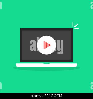 cartoon laptop like training or live webinar Stock Vector