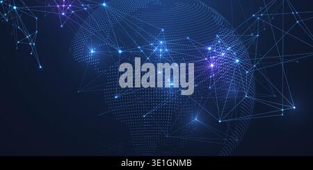 Global network connection concept. Big data visualization. Social network communication in the global computer networks. Internet technology. Business Stock Vector