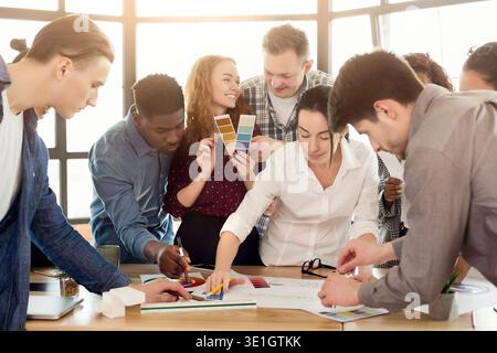 Group of young designers working with project Stock Photo