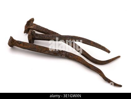 old  rusty nails isolated on white background Stock Photo