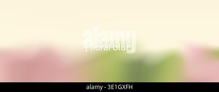 Blurred background gradient with soft flowers landscape. Spring border and gentle floral summer. Soft beige pink with green pastel gradation and desig Stock Vector