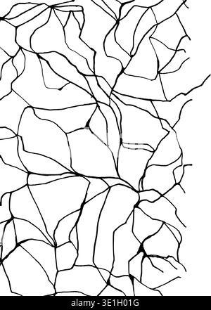 Kintsugi background template with black cracks on white marble texture. Elegant broken pattern repaired with handmade paint creates luxurious abstract Stock Vector