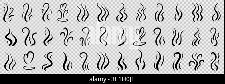 Hot steam waves rising from coffee cup. Line art doodle depicting fragrant smoke swirls and aroma clouds. Vector illustration ideal for beverage brand Stock Vector