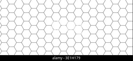Fiber hexagon outline on black carbon background for tech branding. Clean white hexagon geometric honeycomb grid for technology design. Black fiber ve Stock Vector
