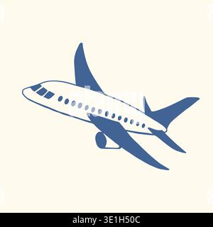 Airplane icon in flat style. Simple passenger aircraft illustration for travel, aviation, transportation, tourism app and flight related design. Stock Vector