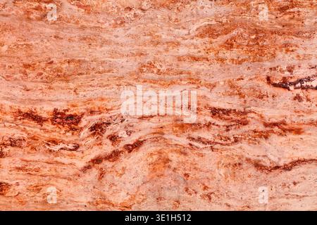 Travertine  texture background. Red travertine limestone natural stone surface backdrop. Stock Photo