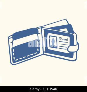 Wallet with identification card icon in flat style. Simple personal identity and payment wallet for finance, security and identification design. Stock Vector