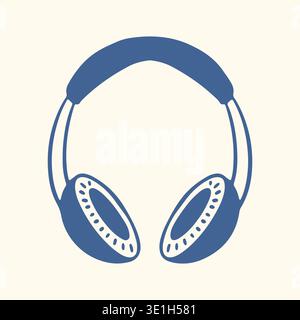 Headphones icon in flat style. Simple audio listening device illustration isolated on light background for music, podcast, entertainment and media app Stock Vector