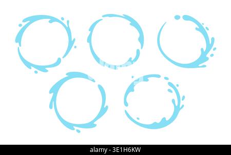 Vector water splash circle logo icon. Round water splash flat frame liquid abstract background design. Stock Vector