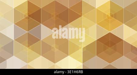 Geometric gold beige isometric cube pattern luxury lattice design elegant modern corporate backdrop minimal decorative banner Stock Vector