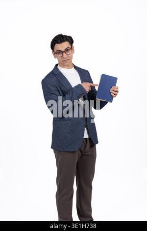 Young businessman holding a folder and smiling Stock Photo