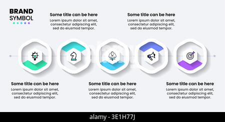 Infographic template with icons and 5 options or steps. Hexagons. Can be used for workflow layout, diagram, banner, webdesign. Vector illustration Stock Vector