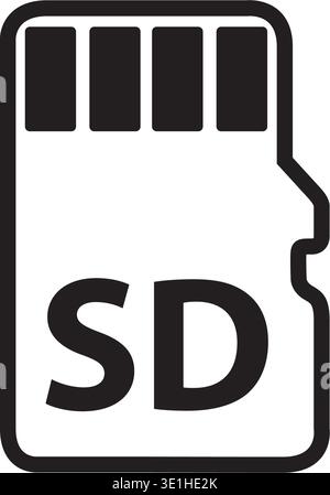 SD Card Line Icon on White Background. Memory Storage Symbol for Digital Device Icon Stock Vector