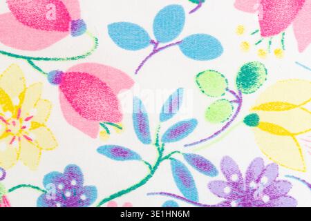 Fragment of colorful retro tapestry textile pattern with colorful floral. Stock Photo
