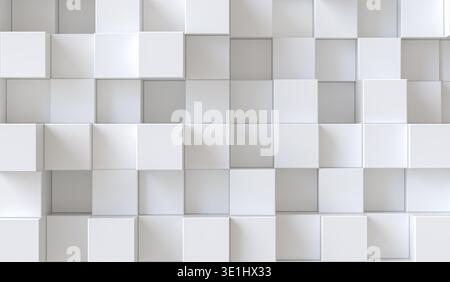 White cubes abstract 3d geometric background Stock Photo