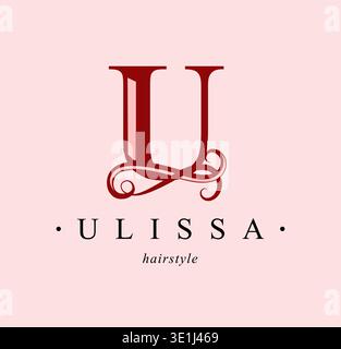 Logo, capital letter U. Monogram of Botanical Minimalistic, Initial. with Organic Plant Elements. Stock Vector