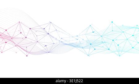 Abstract vector network connection background. Digital technology dots and lines connection concept for science, data, ai, futuristic background Stock Vector
