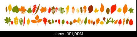 Long horizontal banner and background with autumn leaves. hand drawn. Not AI, Vector illustration Stock Vector