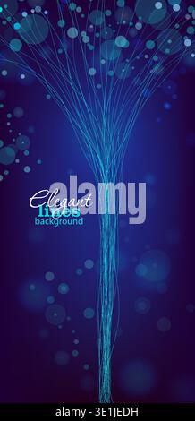 Blue neon background with graceful lines. a shining neon bouquet of wires. Hand drawn. Not AI, vector illustration. Stock Vector