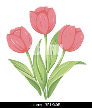 Delicate pink tulips illustration Stock Vector