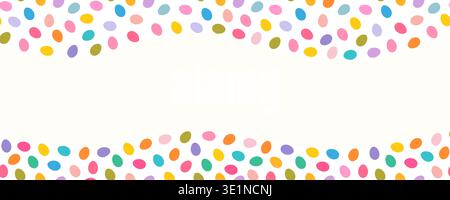 Colorful pastel painted eggs wavy vector border, Cute simple Easter background for banners and invitations Stock Vector