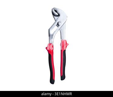 Adjustable water pump pliers with red and black handles isolated on a white background Stock Photo