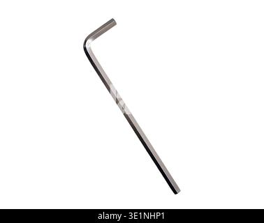 Single silver metal hex key allen wrench tool isolated on white Stock Photo