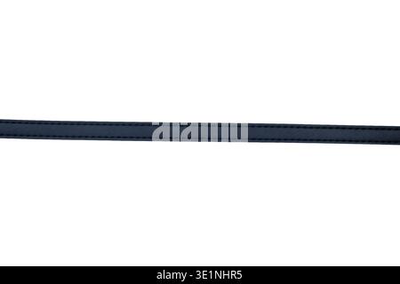 Close up of a narrow black leather belt strap isolated on white Stock Photo