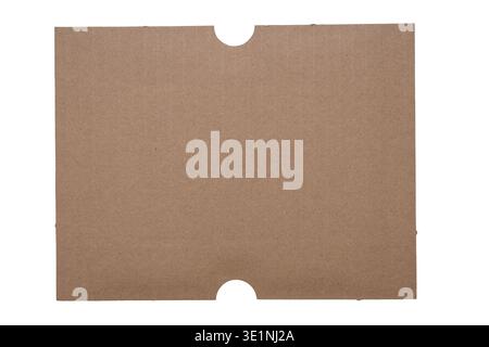 Blank brown corrugated cardboard sheet texture with semi circular cutouts Stock Photo